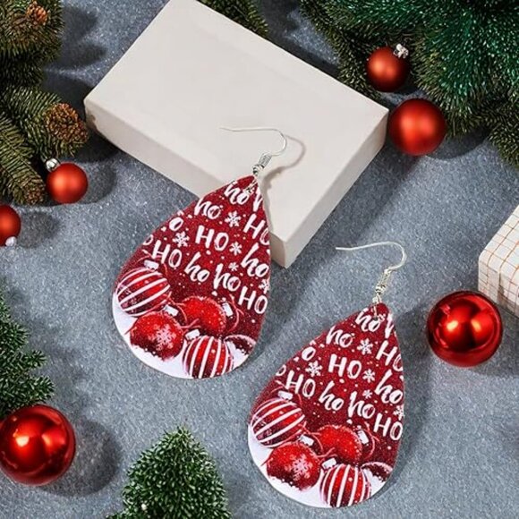 Christmas Earrings "Ho Ho Ho" - Picture 2 of 3
